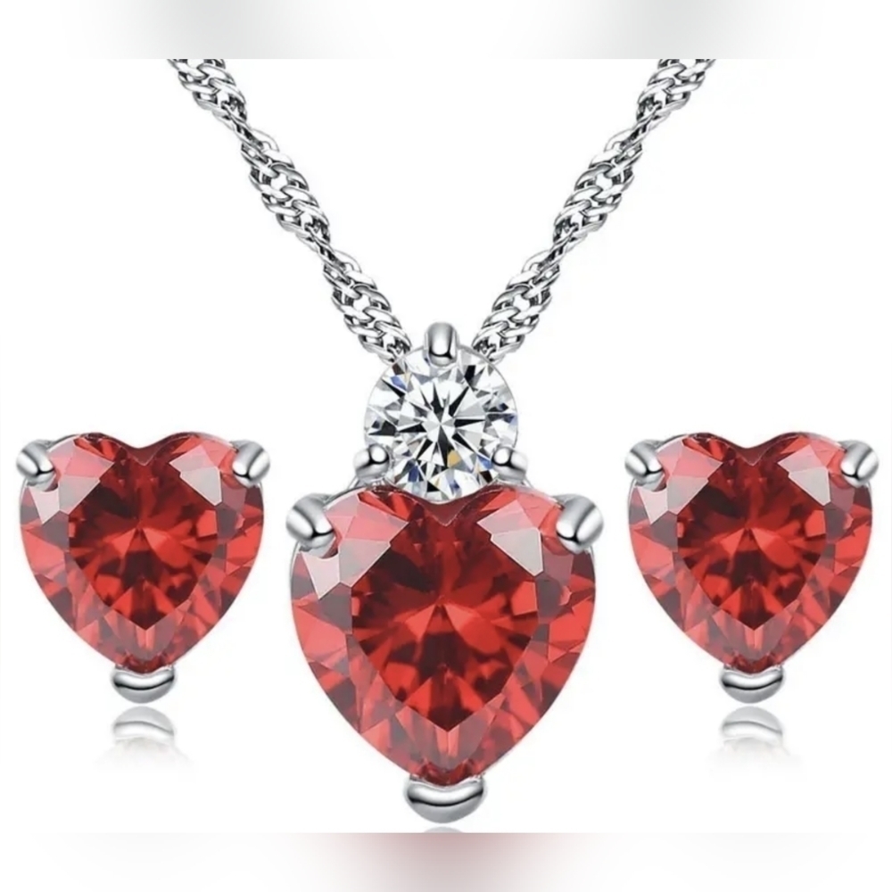 New 2pcs Exquisite Cubic Zirconia Decor Earrings Necklace, T5B7E